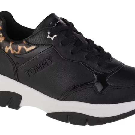 Tommy Hilfiger Low Cut Lace-Up Sneaker T3A4-31173-1242999, Dla dziewczynki, Czarne, buty sneakers, skóra syntetyczna, rozmiar: 37