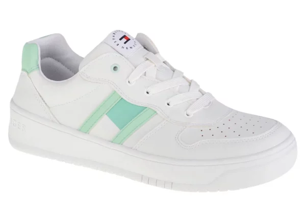 Tommy Hilfiger Low Cut Lace-Up Sneaker T3A4-32143-1351A166, Dla dziewczynki, Białe, buty sneakers, skóra syntetyczna, rozmiar: 39