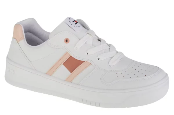 Tommy Hilfiger Low Cut Lace-Up Sneaker T3A4-32143-1351X134, Dla dziewczynki, Białe, buty sneakers, skóra syntetyczna, rozmiar: 36