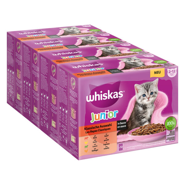 Megapakiet Whiskas Junior w saszetkach, 48 x 85 g - Wybór dań klasycznych w sosie