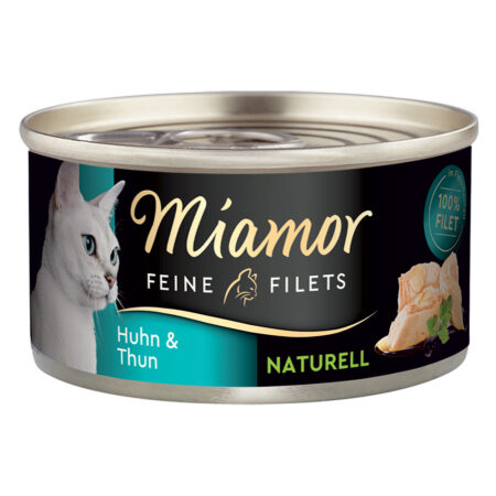 Miamor Feine Filets Naturelle, 6 x 80 g - Kurczak z tuńczykiem