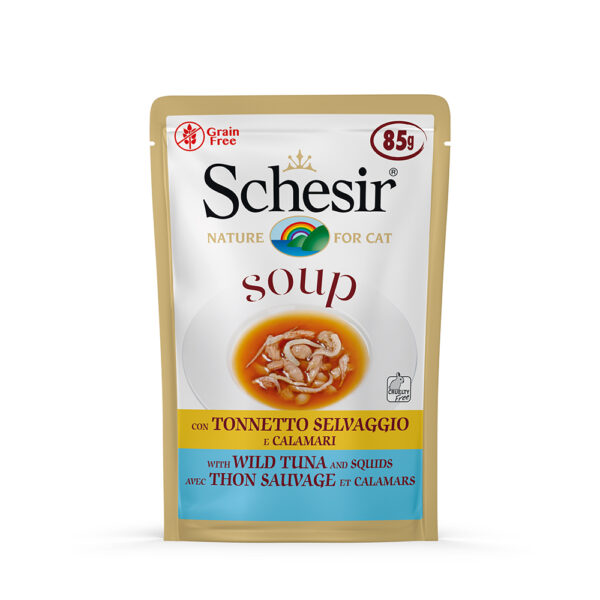 Schesir Cat Soup, 6 x 85 g - Dziki tuńczyk z sepią