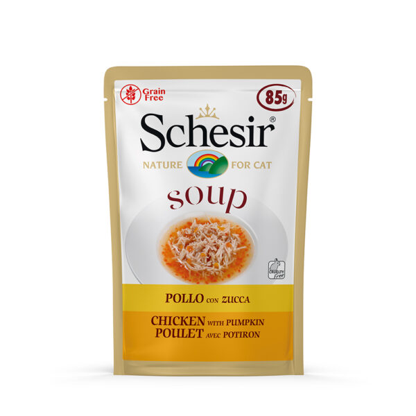 Schesir Cat Soup, 6 x 85 g - Kurczak z dynią