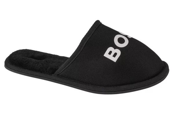 BOSS Logo Slippers J29312-09B, Dla chłopca, Czarne, Kapcie, tkanina, rozmiar: 38