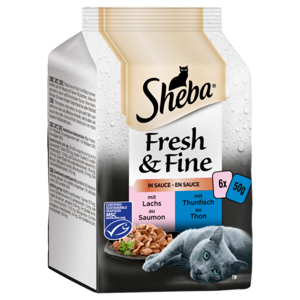 Korzystny pakiet Sheba Fresh & Fine, 12 x 50 g - Łosoś i tuńczyk w sosie